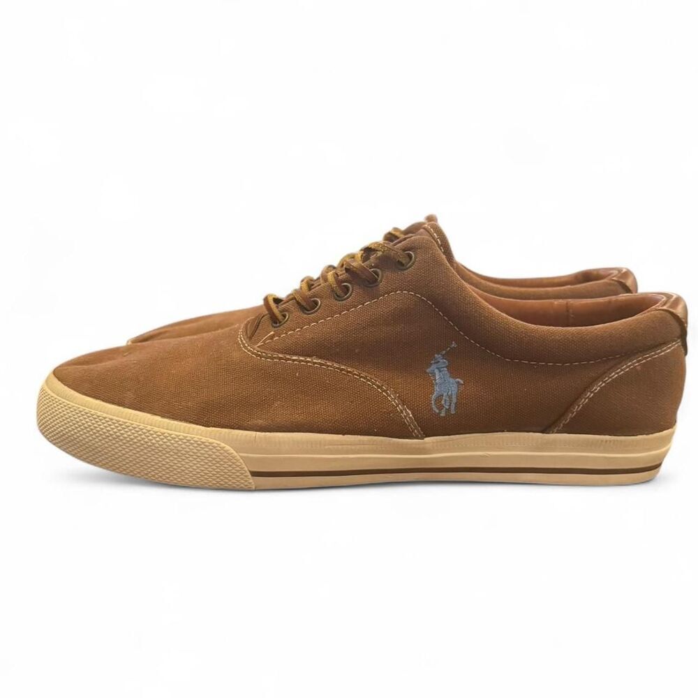 Polo Ralph Lauren Vaughn Canvas Sneakers Men’s 12D Brown Casual Shoes